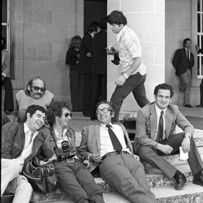 On the steps of President Makarios’s palace in Nicosia. Shabtai Tal, Dan Pattir and Yoram Ronnen